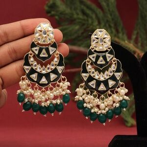 Green Color Meenakari Earrings